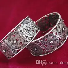 Miao браслет ручной работы Серебряный традиционный белый Бабочка Шелковый медный браслет