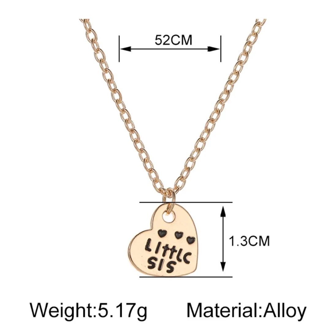 3pcs Fashion Moon Heart Necklace Pendant Statement Women Big Middle Little Sister Heart Family Love Friendship Necklace Jewelry