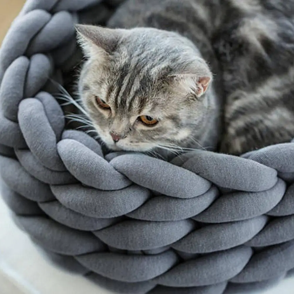 Dark gray 40 см, 11 цветов, для питомцев, теплая, зимняя, удобная, ручная вязка, Meachine, моющаяся, одноцветная, спальное гнездо для маленьких собак, кошек - Цвет: Dark gray