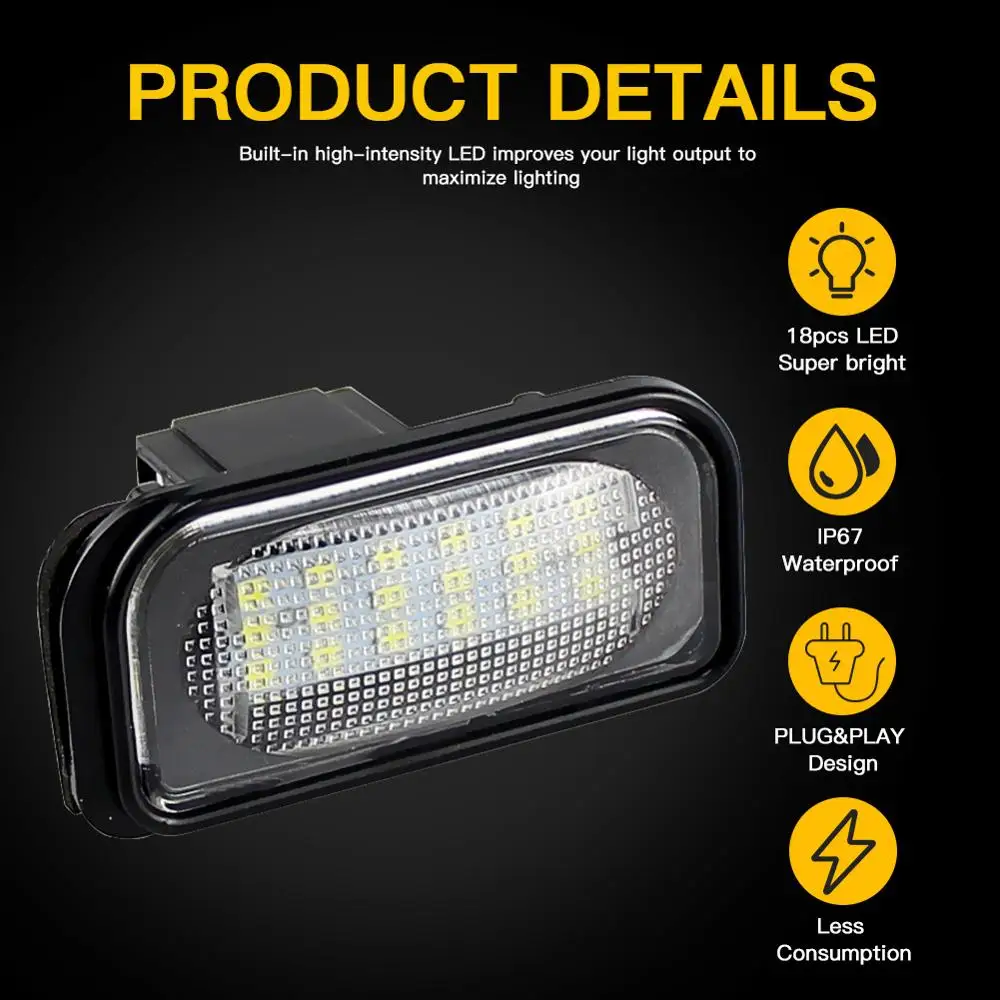 Светодиодный светильник CANBUS без ошибок для Mercedes Benz W203 4D Sedan AUTO Number lamp No Hyper Flash|База|