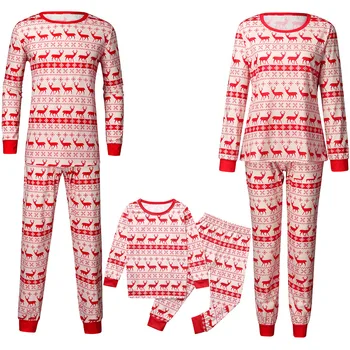

Family Dad Mom Kids Matching Christmas Pajamas Sleepwear Set Elk Xmas PJs Outfit