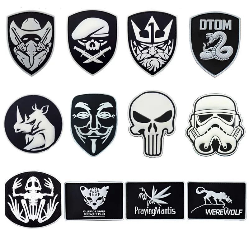 Светящиеся патчи из пвх светящиеся в темноте резиновые военные на липучке Swat OPS