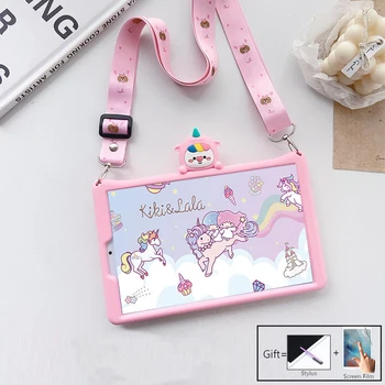 

Cartoon Silicone Unicorn Case for Huawei MediaPad T5 10 AGS2-W09 AGS2-L09/L03 10.1 inch Tablet Shell Stand Cover Funda + Strap
