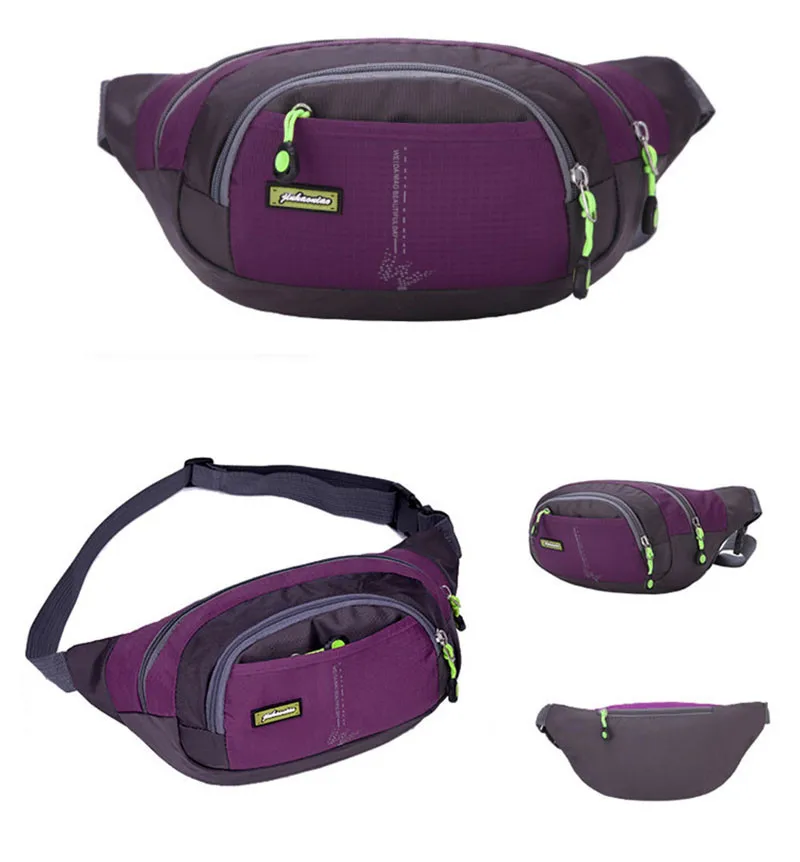 Purple 30# сумка для бега, удобная для путешествий, для пеших прогулок, одноцветная, много карманов, высокая емкость, Спортивная поясная сумка, поясная сумка на молнии, сумка borsa - Цвет: Purple