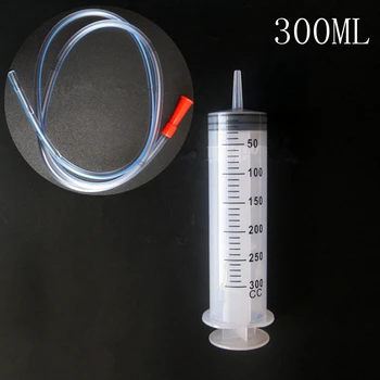 

300ML Plastic Large Hydroponic Nutrient Disposable Measuring Syringe + 1M Tube Set Small Pet Feeding Supplies TJM1013