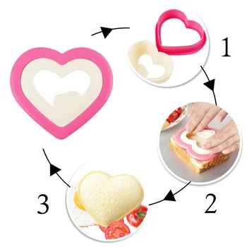 

Creative Heart-shaped Sandwich Molds Press Type PP Toast Mold Love Breakfast Maker DIY Kitchen Tools WB599