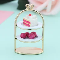 1PCS 1/12 3D Miniature Food DIY Craft For Dollhouse Mini Cute Dessert Pan Cake Stand Fruit Tray Doll Kitchen Toys NEW