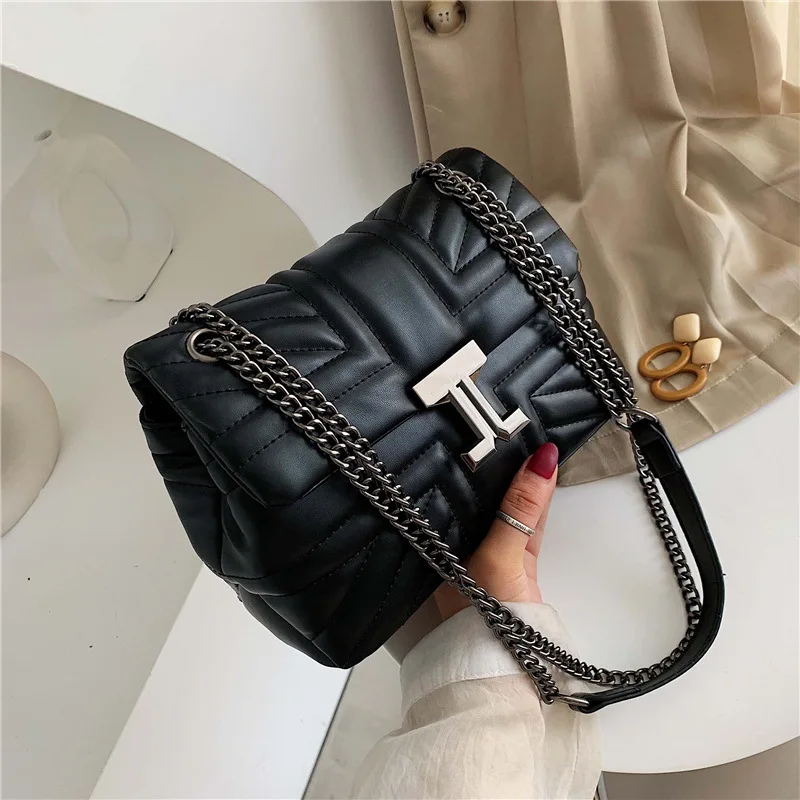 Новинка, высокое качество, Ретро стиль, маленькая квадратная сумка, женская сумка, с замком, с пряжкой, кожаная цепочка, для женщин, вышивка, нить, на плечо, сумки через плечо