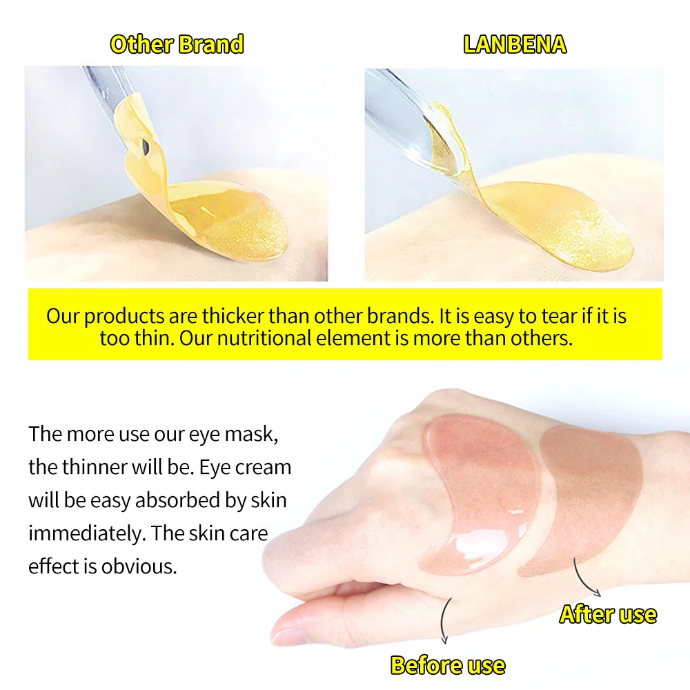 LANBENA Collagen Eye Mask Eye Patch Skin Care Hyaluronic Acid Gel Moisturizing Retinol Anti Aging Remove 3