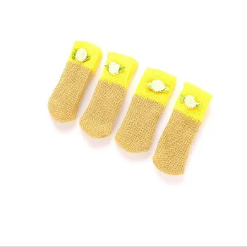 

4 Pieces Of Chair Legs Knitted Wool Socks Cloth Floor Protection Knitted Wool Socks Non-Slip Table Legs Furniture Foot Covers