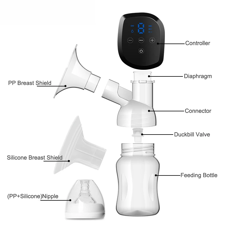 Электрический молокоотсос с ЖК-дисплеем, интеллектуальный автоматический молокоотсос для сосков, массажный насос для грудного вскармливания, безопасный молокоотсос с USB батареей