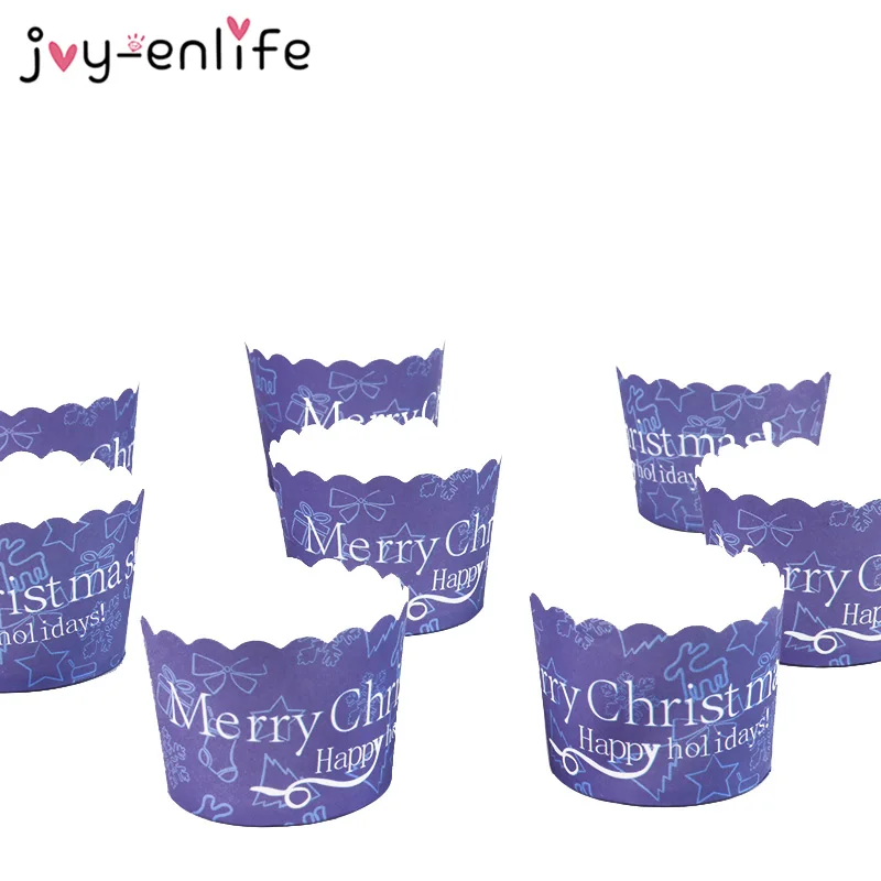 50 шт рождественские бумажные стаканы для выпечки тортов вкладыши для маффинов кексов Санта Клаус на Рождество Новогодний праздничный торт