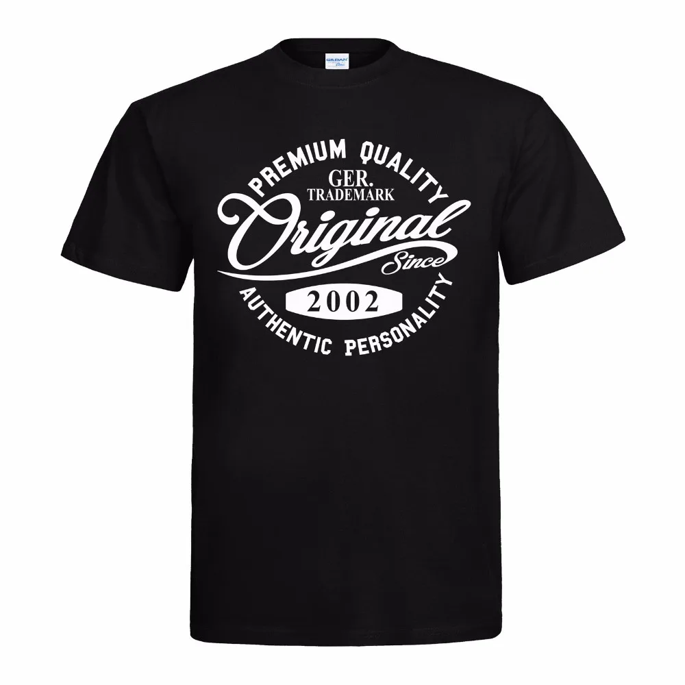2019 New Men's T Shirt Fashion O-Neck Short Sleeve Tee Original Since 2002 Handwriting Premium Quality Cheap Shirts |