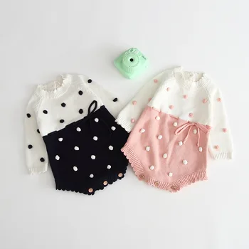 

0-24M Newborn Infant Kids Girls Rompers Knit Sweater Patchwork Warm Jumpsuits Rompers 2 Colors
