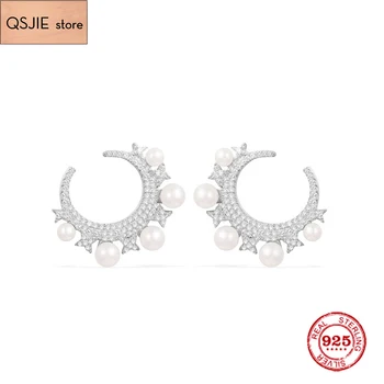 

Fashion Charm Original 1:1 Replica, Arabian Nights Moon Earring With Pearl Luxury Jewelry Gift For Female