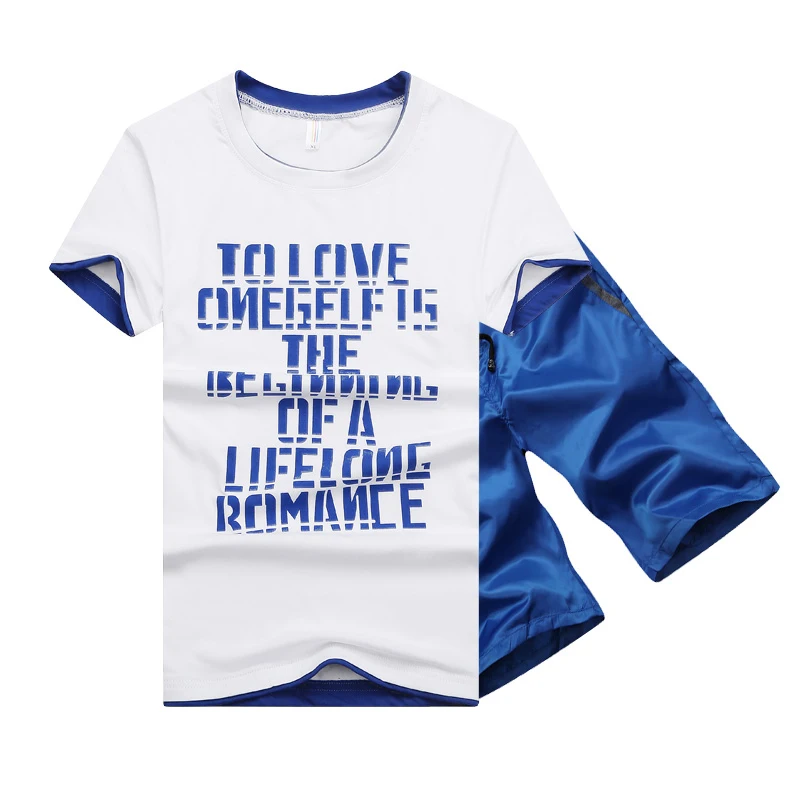

Summer Mens Sets Short Sleeve Print Tracksuit Men Sportswear Casual 2 Pieces Set T-Shirt+Shorts Male Clothes Slim Sports Suits