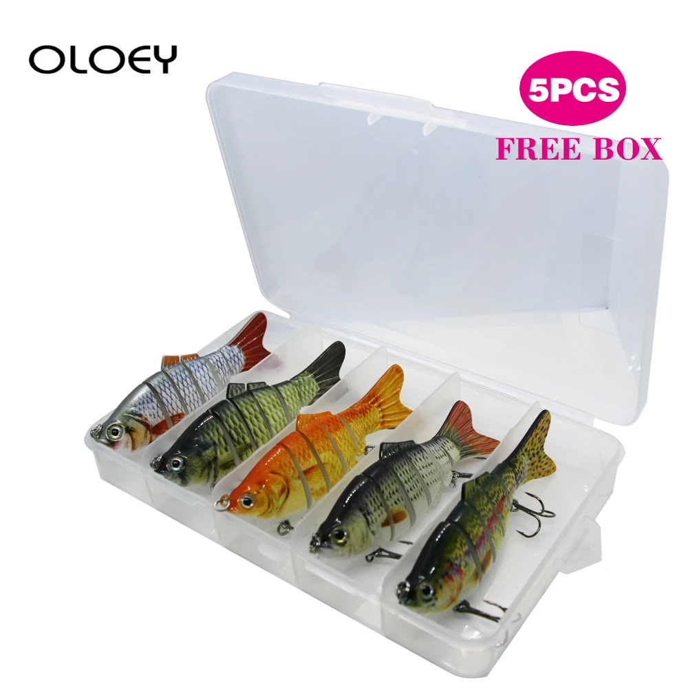 

OLOEY 5Pcs Sinking Wobblers 6 Segments Fishing Lures Multi Jointed Swimbait Hard Bait 10cm 17.5g For Bass Fishing Lure Crankbait