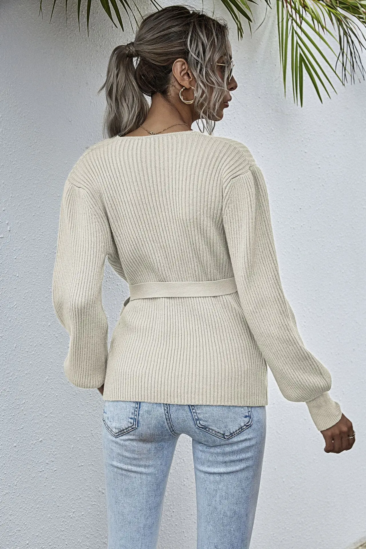 120134亚马逊爆款腰带裹胸针织衫