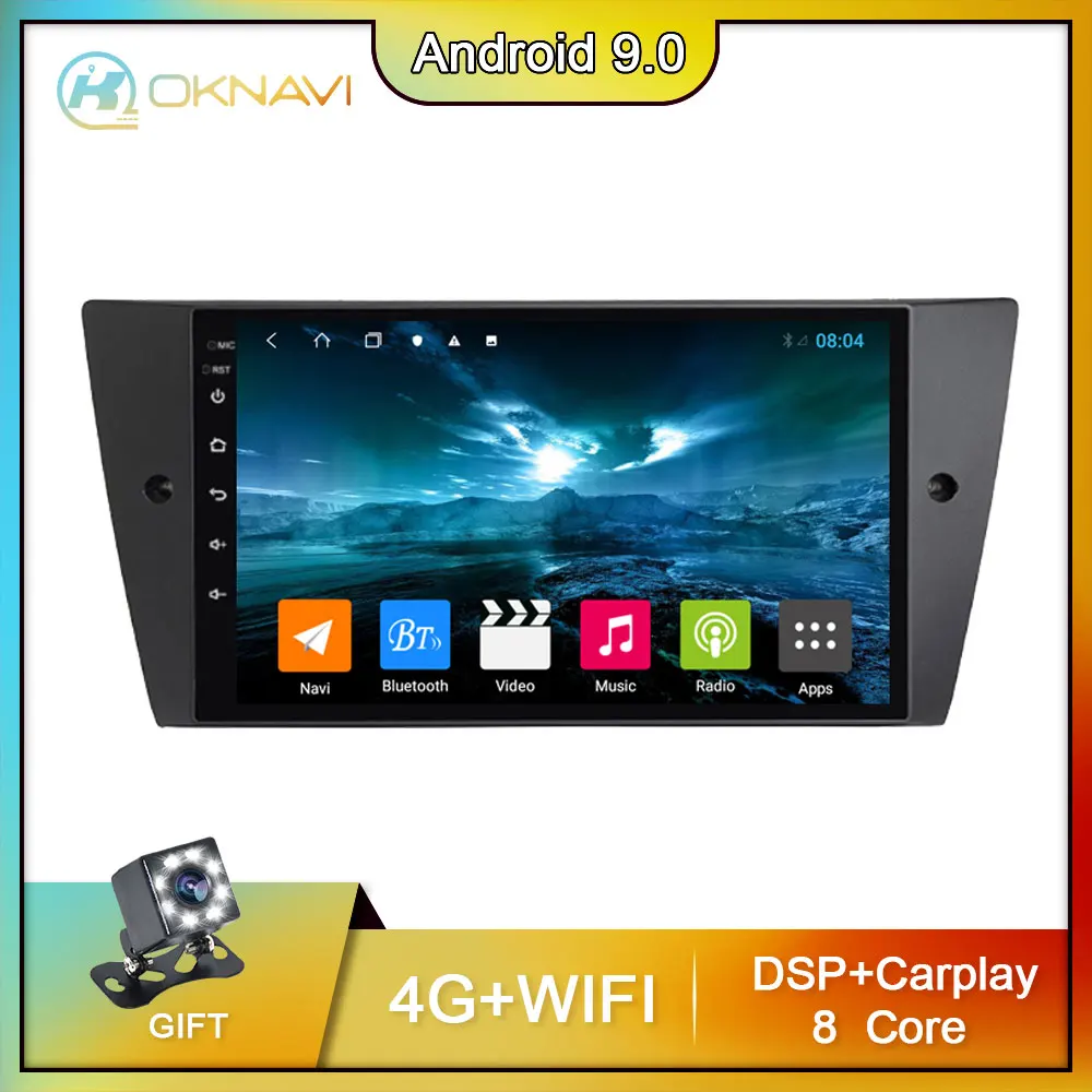 

OKNAVI 4G WIFI Android 9.0 Car Video Player For BMW 3 Series E90 E91 E92 E93 2005-2012 GPS Navi Stereo 2 din Radio DSP TPMS OBD2