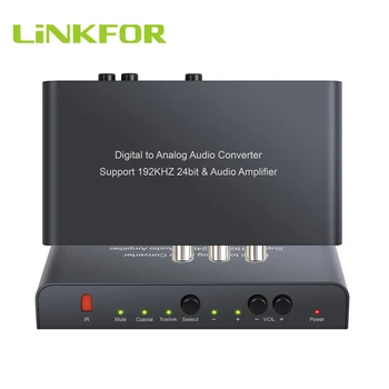 

LiNKFOR Aluminum alloy 192kHZ Digital To Analog Audio Converter Adapter with IR Remote Control Volume Coaxial Optical to L/R