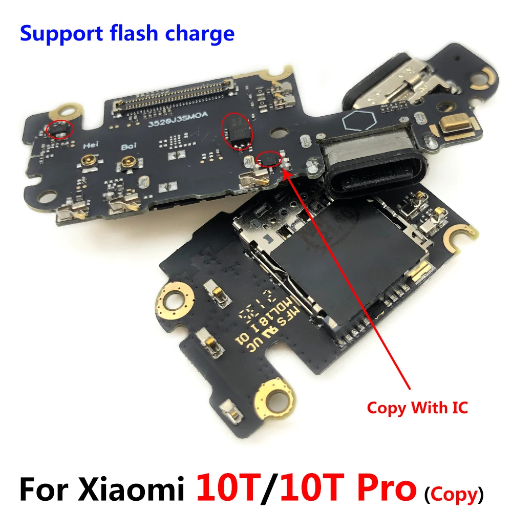 10 шт./лот Плата USB зарядного порта гибкий кабель для Xiaomi Mi 10T / Pro с микрофонным