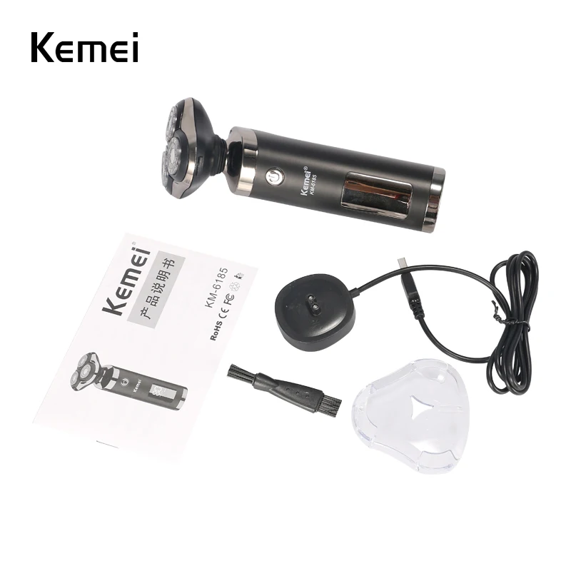 Kemei 6185 моющаяся перезаряжаемая электробритва Мужская бритва для бороды тройное