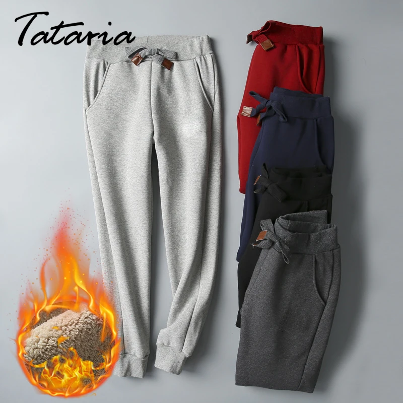 Женские спортивные брюки Tataria S 5XL зимние теплые кашемировые штаны шаровары