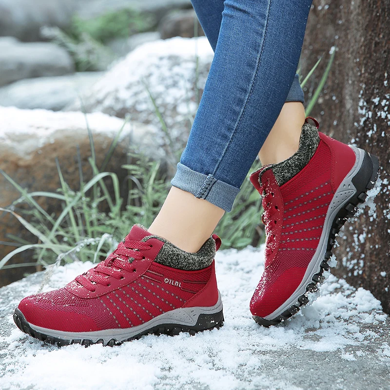 

2019 New Winter Ankle Boots Women Outdoor Snow Boots Warm Plush Platform Boot Fashion Female Wedge Shoes Snow Botas Mujer bot