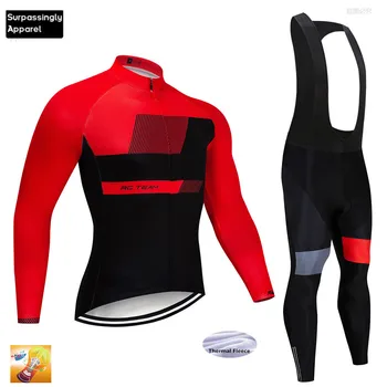 

2019 Racing TEAM Winter Cycling Jersey Bike Pants Set Mens 16D Pads Ropa Ciclismo Pro Thermal Fleece Bicycling Maillot Culotte