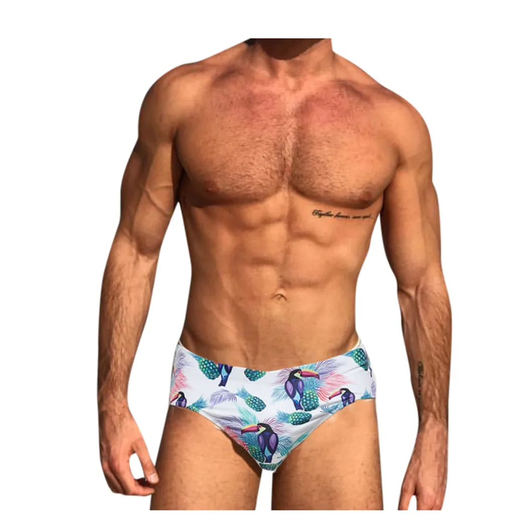 Мужская одежда для плавания с принтом, быстросохнущие мужские плавки, сексуальные шорты с низкой талией, пляжная одежда#4