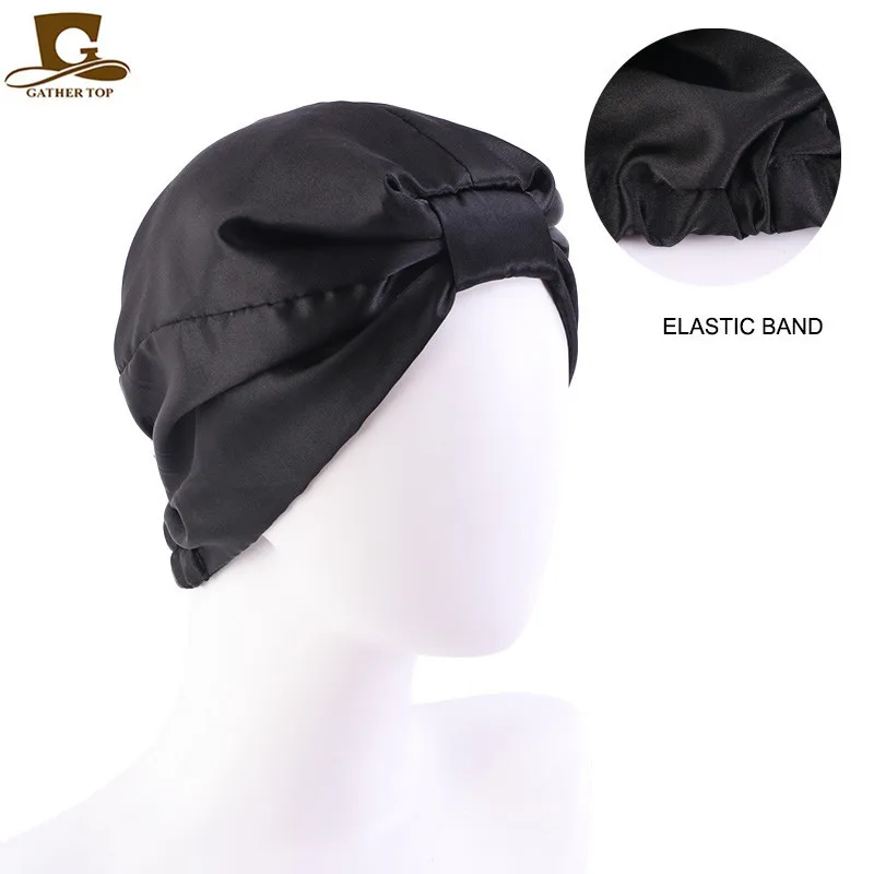 New Satin Silk Sleeping Bonnet Caps For Women Silky Headcover Double Layer Knotted Headband Caps Chemo Cancer Nursing Headwrap 6