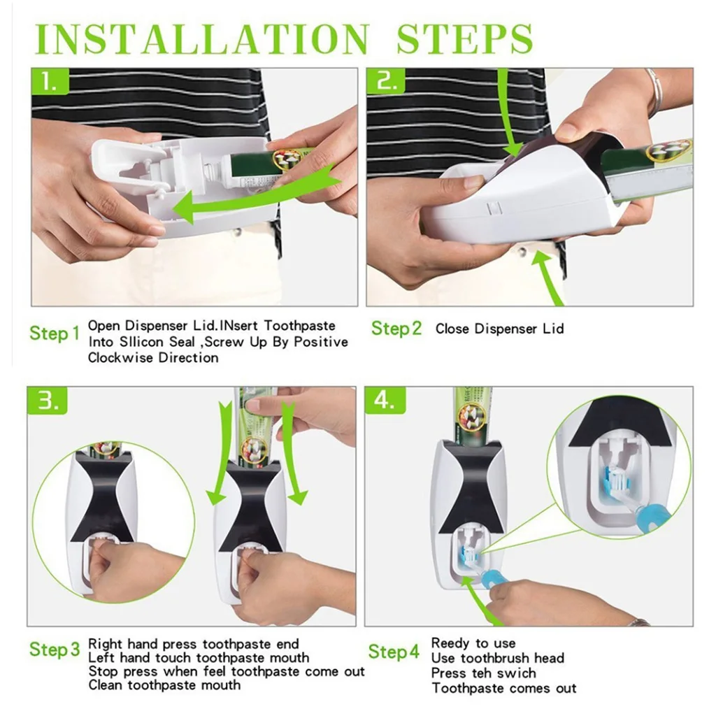 Kids Automatic Toothpaste Dispenser Toothbrush Holder Set Hygienic Economy