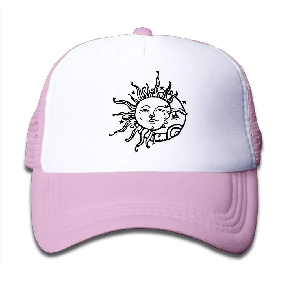 Сетчатые бейсболки Snapback Головные уборы Sun Moon Star мальчик-девочка, розовый, один размер