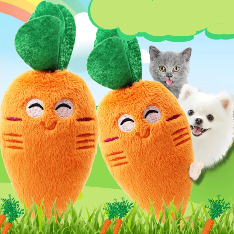 Плюшевая звуковые игрушки для домашних животных, игрушка для кошек, плюшевая морковка, игрушки для домашних животных