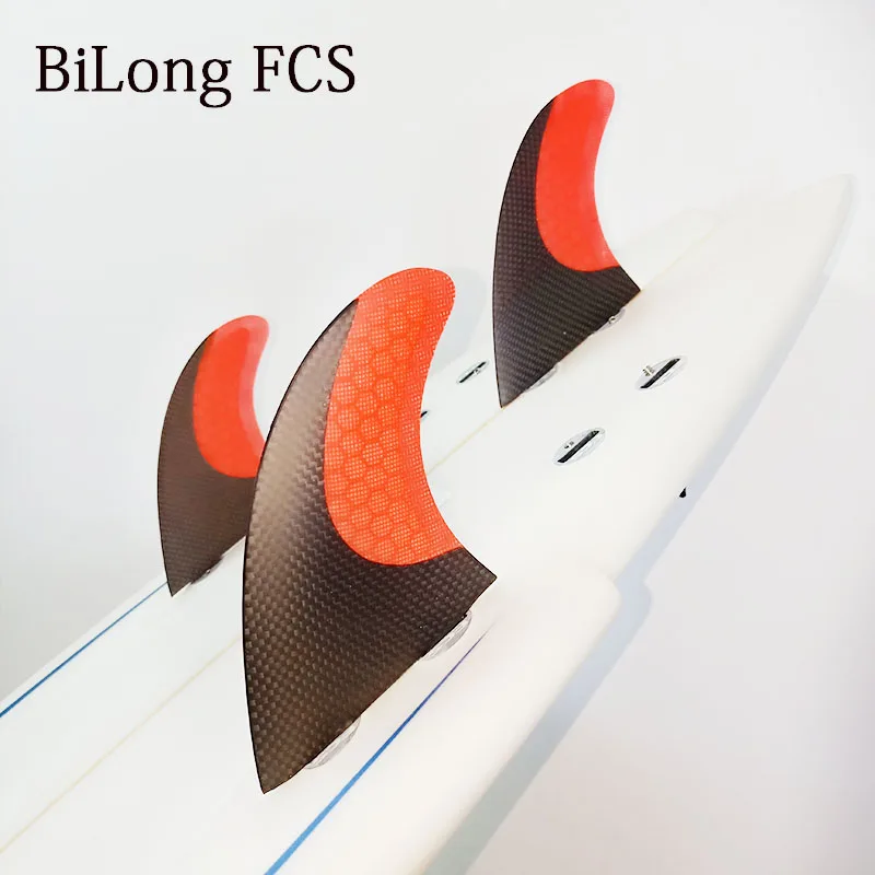 BiLong FCS производительность Ядро PC tri-set доски для серфинга плавники 3-fin G5 Размер carbonfiber surf fin M размер черный+ красный FCS плавники