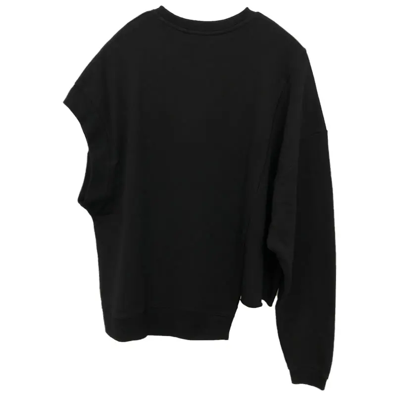 XITAO Black Irregular Sweatshirt Women Clothes Pullover Korea Fashion Elegant Small Fresh Casual Style Sweatshirt WQR1857