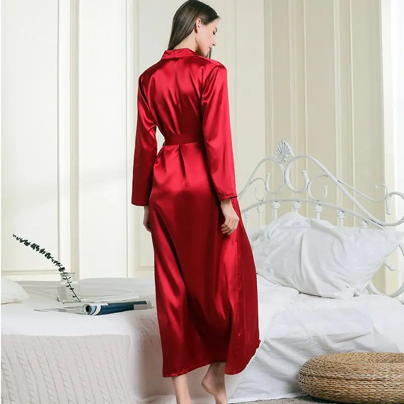 Bathrobe Women Extra Long Sleepwear Robes Silky Robe Charming Night Robe Lengthened Casual Sleepwear Robes Homewear Kimono