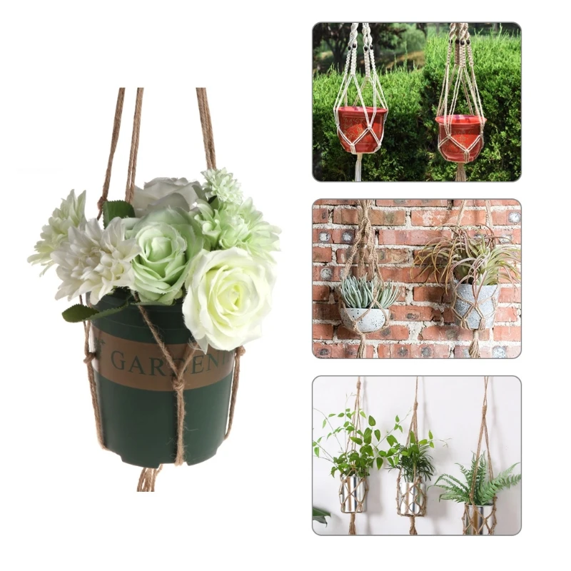 Drop Ship Vintage Garden Rope Basket Macrame Hanger Flower Pot Hanging Holder Tool