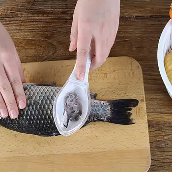

Kitchen Tool With Cover Fish Cleaning Tool Fish Scale Manual Scraper Seafood Tools Itchen Tools Gadgets Plastic Cooking US Stock