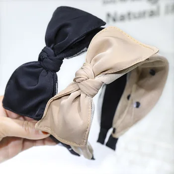 

3pcs/lot Summer New Arrival Dot Yarn Headband with Large Solid Color Bow for Girls Knotted Bow Hairband 2020 New