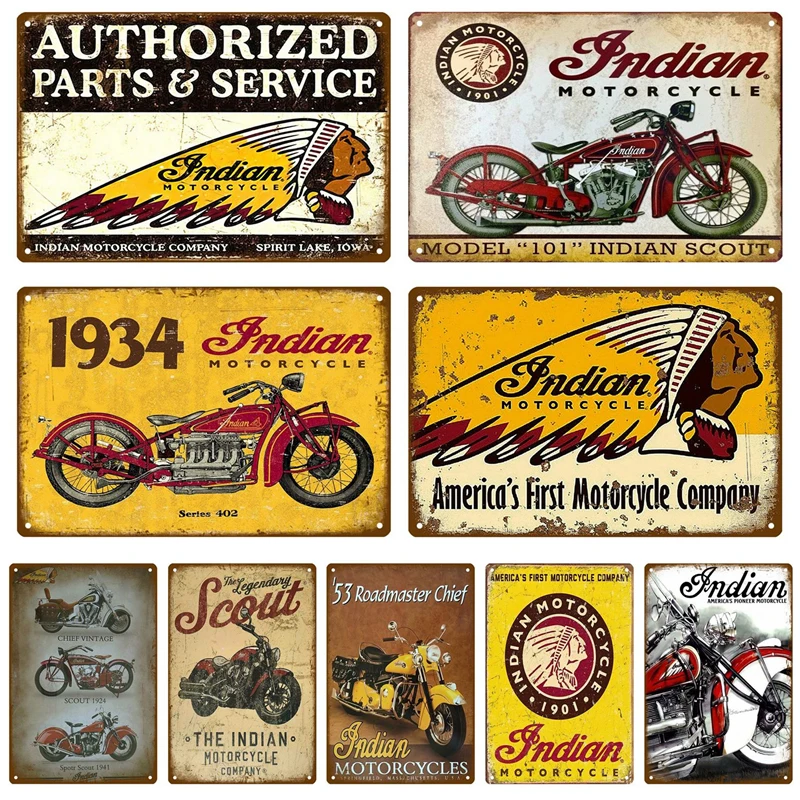 India Moto For The Garage Targa In Metallo Targa Vintage Poster Da Parete Vintage Retro Room Home Industrial Hanging Decor Art Tin Sign