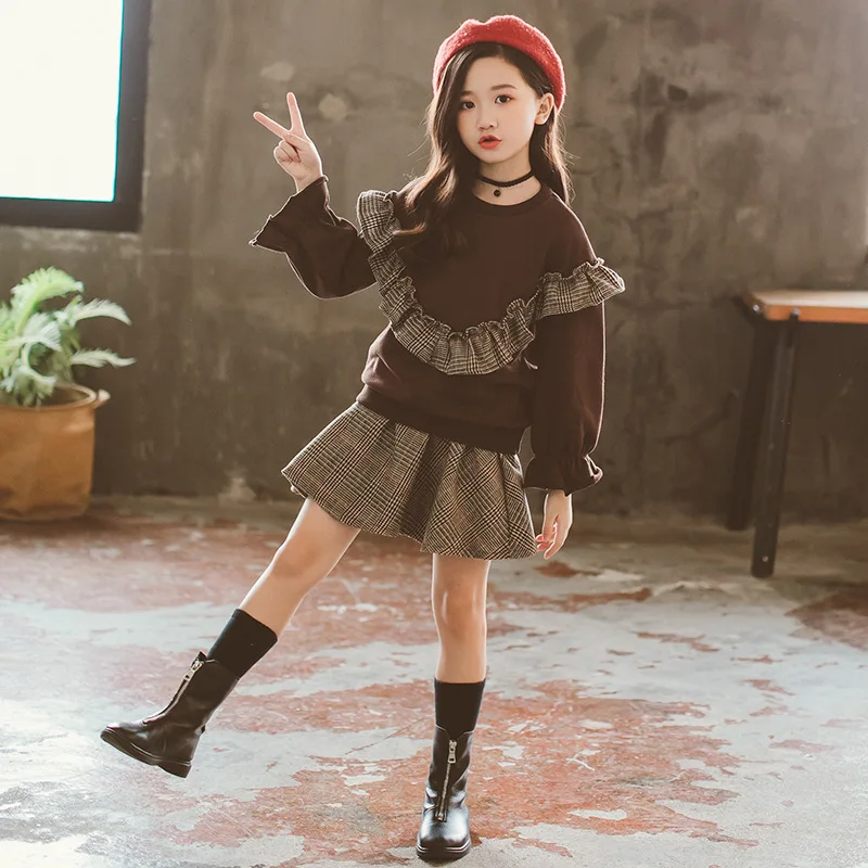 

Childrenswear GIRL'S Suit 2020 New Style Autumn Clothing Big Boy Fashion Hoodie Korean-style Skirt Children Western Style Two-Pi