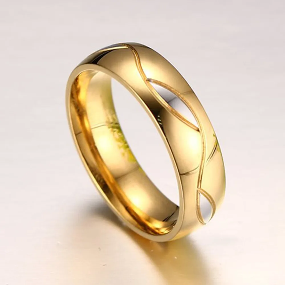 Gold men ring Свадебные Кольца для пар, набор для мужчин и женщин, him& her, розовое золото 18 К, 2 цвета, титан, нержавеющая сталь, циркон, бриллианты, ювелирные изделия, подарки для влюбленных - Цвет камня: Gold men ring