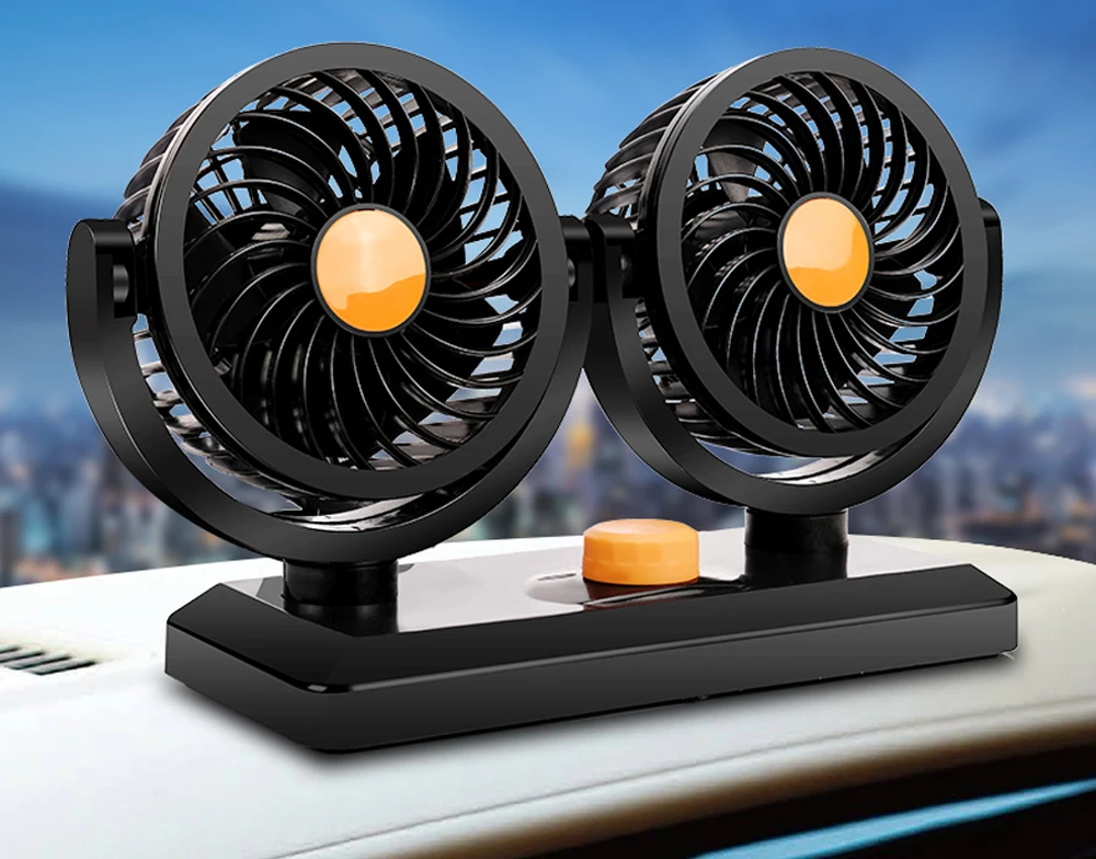 YANTU 12V/24V 200W Dual Electric Car Rotating Cooling Fan