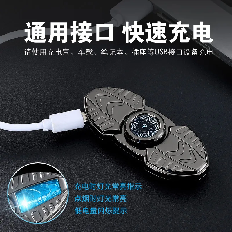 USB Charging Lighter Fingertip Gyro Glow In Dark Light Fidget Spinner Hand Top Spinners Stress Cigarette 5