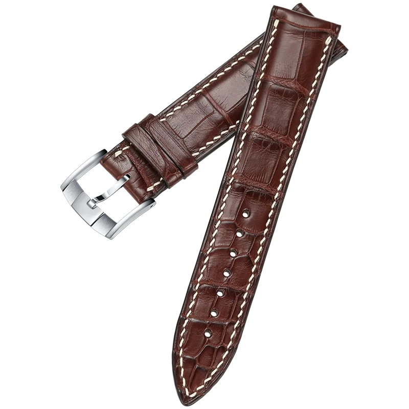 Brown beige-S Часы CHIMAERA WatchbandsCustom, ремешок для часов из настоящей французской кожи аллигатора, ремешок для часов, браслет на запястье - Цвет ремешка: Brown beige-S
