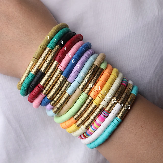 New Design Colorful Soft Polymer Clay Beads Bracelets For Women Bohemian  Elastic White Pearl Bracelet Beach Jewelry Party Gifts - AliExpress