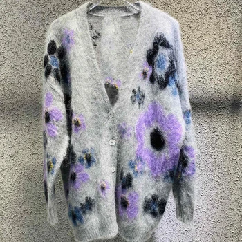 

Women Knitted Cardigan Coat Autumn 2020 Casual V-Neck Long Sleeve Knit Sweater Coat Female Tops