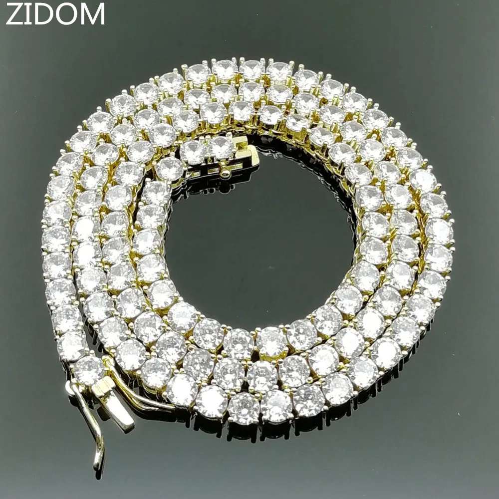 МУЖСКАЯ ТЕННИСНАЯ цепочка в стиле хип хоп Iced Out высокое качество 1 ряд 3 мм 4 5