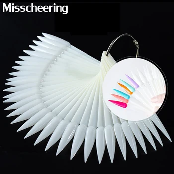 

1Set Sharp False Nail Tips Natural Clear White Fan Finger Full Card Practice Display Acrylic UV Gel Polish Manicure Tools